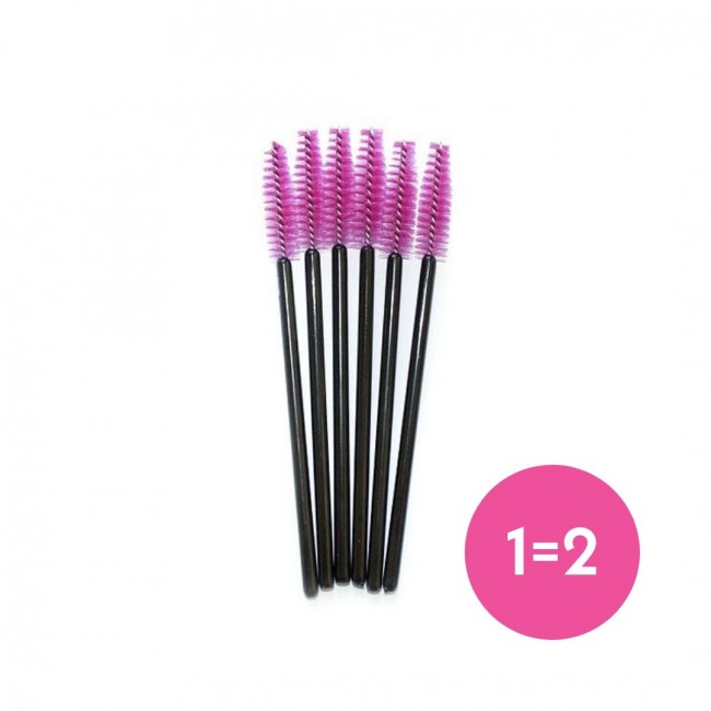 1 = 2 Щіточка для розчісування вій, 10 шт (ніжно-рожева з чорною ручкою)