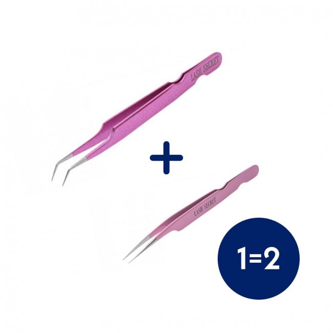 1 = 2 Пінцет, LASH SECRET (Рожева орхідея) (міні L + прямий)