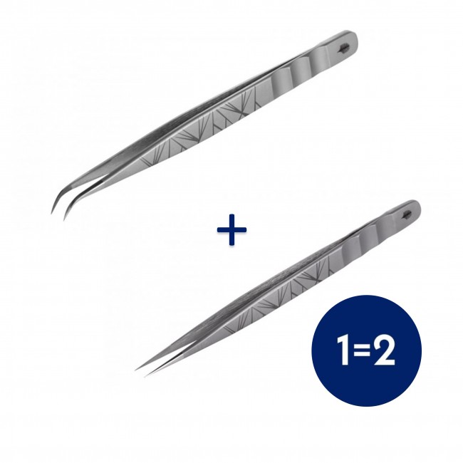 1=2 Пинцет Diamond VIVIENNE (изогнутый+прямой)